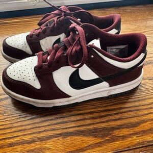 Kids Boys Nike Dunk Low - Burgundy / White / Black - Size 4Y